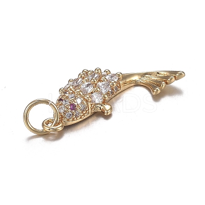 Brass Micro Clear Cubic Zirconia Pendants ZIRC-F120-044G-1