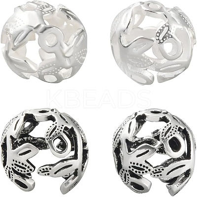 4Pcs 2 Colors 925 Sterling Silver Bead Caps STER-BC0002-34-1