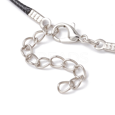Glass Seed Beads & Glass Pearl Round Beaded Bear Pendant Waxed Cotton Cord Necklaces for Women Men NJEW-MZ00126-01-1