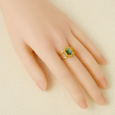 304 Stainless Steel with Natural Shell Cuff Open Rings for Women LD3534-4-1