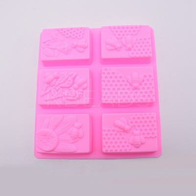 Rectangle Bees Food Grade Silicone Molds DIY-WH0176-74-1