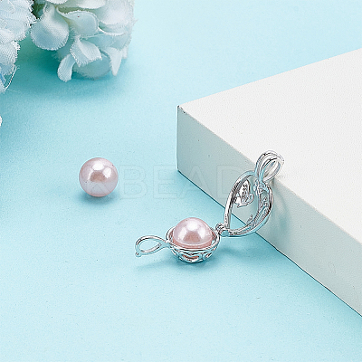 1Pc Rhodium Plated 925 Sterling Silver Heart Bead Cage Pendants STER-HY0001-05-1