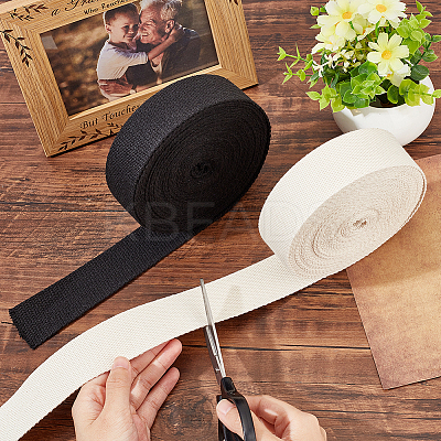 2Pcs 2 Colors 10 Yards Flat Cotton Ribbon OCOR-PH0002-56-1