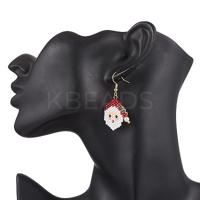 304 Stainless Steel Glass Christmas Theme Dangle Earrings EJEW-MZ00527-01-1