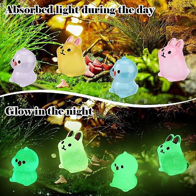 20Pcs 10 Styles Chick/Rabbit Luminous Resin Display Decorations DJEW-YW0001-06-1