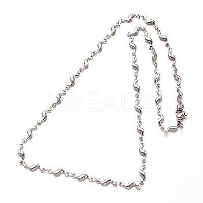 Non-Tarnish 304 Stainless Steel Bar Link Chains Necklaces NJEW-O066-36P-1
