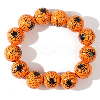 Halloween Creative Wood Printed Stretch Round Beaded Bracelets YX3939-7-1