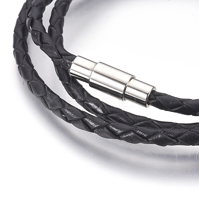 Leather Braided Cord Wrap Bracelets/Necklaces BJEW-JB03919-01-1