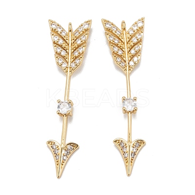 Brass Micro Pave Clear Cubic Zirconia Pendants ZIRC-P086-24G-1