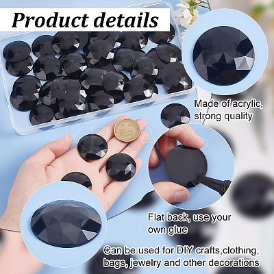 50Pcs Flat Back Acrylic Rhinestone Cabochons OACR-OC0001-15C-1