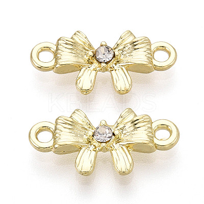 Alloy Crystal Rhinestone Bowknot Links Connector Charms PALLOY-T091-36G-1