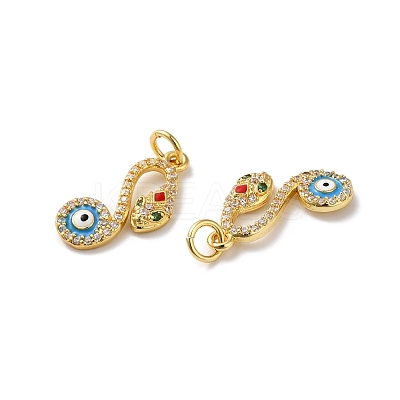 Rack Plating Brass Micro Pave Cubic Zirconia Pendants KK-D074-15G-1
