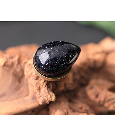 Synthetic Blue Goldstone Egg Figurines Statues for Home Office Desktop Decoration PW-WG1DC51-26-1