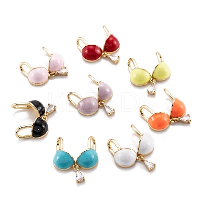 Real 18K Gold Plated Brass Micro Pave Clear Cubic Zirconia Pendants ZIRC-M114-55G-1