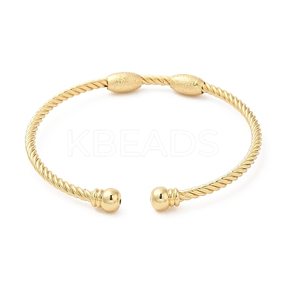 Rack Plating Brass Oval Beaded Cuff Bangle for Women BJEW-M298-13G-1