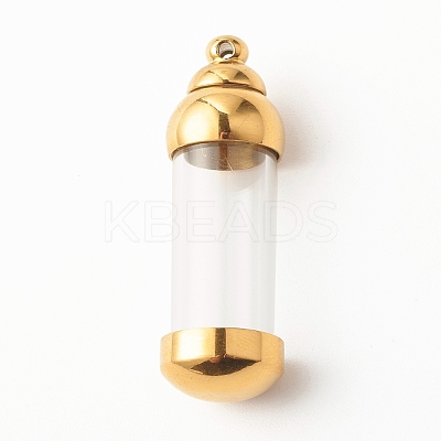 304 Stainless Steel Glass Bottle Pendants STAS-O160-03G-1