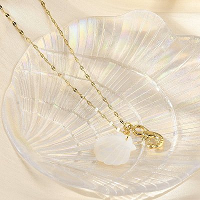 Summer Beach Natural Shell & 304 Stainless Steel Pendant Necklaces for Women NJEW-P323-01C-G-1