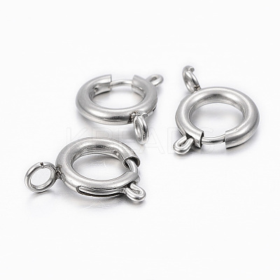 Tarnish Resistant 304 Stainless Steel Smooth Surface Spring Ring Clasps STAS-H396-C-02P-1