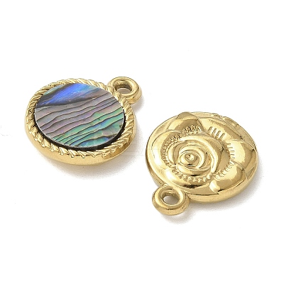 304 Stainless Steel Natural Paua Shell Pendants STAS-U037-12G-01-1