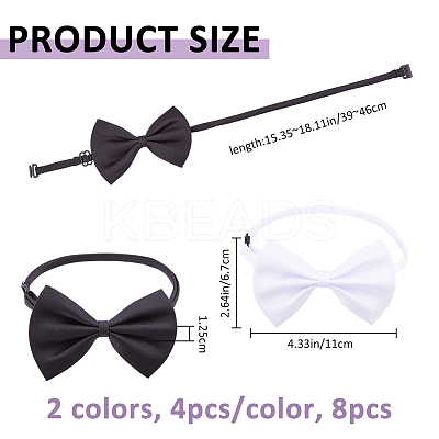 8Pcs 2 Colors Polyester Dog Bow Ties with Adjustable Collar AJEW-FH0005-40B-1