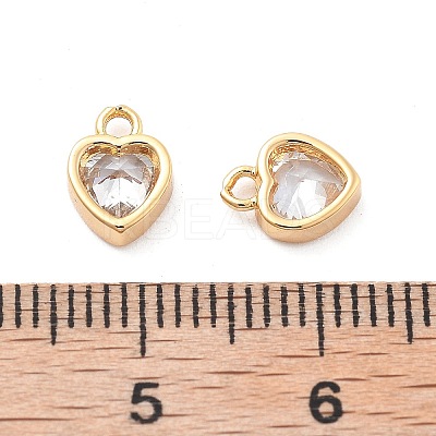 Brass Micro Pave Clear Cubic Zirconia Charms KK-G516-26G-1