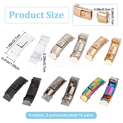 12 Pairs 6 Colors Zinc Alloy One-click Hook Buckle for Canvas Sports Shoes FIND-CP0001-40-1