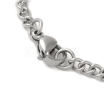 201 Stainless Steel Curb Chain Rectangle with Dragon Pendant Necklaces for Women LS-NJEW-M008-03P-1