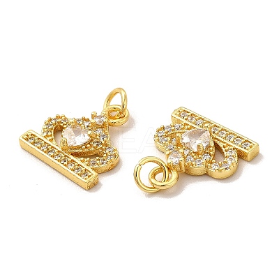 Rack Plating Brass & Cubic Zirconia Charms KK-G459-06G-1