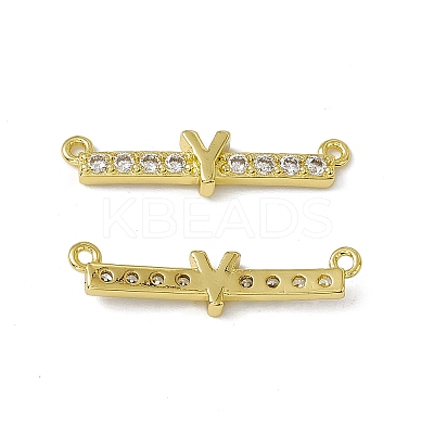 Rack Plating Brass Micro Pave Clear Cubic Zirconia Connector Charms KK-C007-37G-Y-1