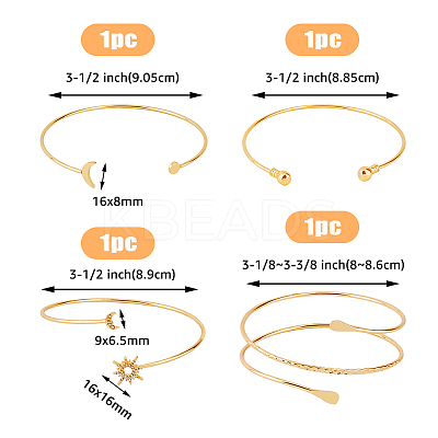 4Pcs 4 Styles Iron Three Loops Wire Wrap Bracelet Set BJEW-FI0001-19-1