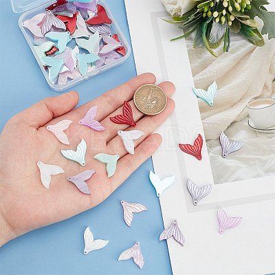 64Pcs 8 Colors Opaque Cellulose Acetate(Resin) Pendants RESI-PH0001-76-1