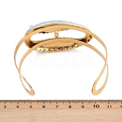 Shell Shape 304 Stainless Steel Enamel Cuff Bangles for Women BJEW-A049-04D-G-1