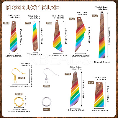 Resin & Walnut Pendants DIY Dangle Earrings Making Kits DIY-TA0011-03B-1