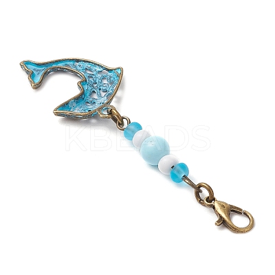 Ocean Theme Alloy Charm & Glass Beads Pendant Decorations HJEW-JM03158-08-1