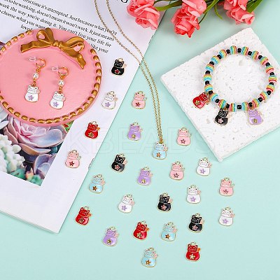 60Pcs 6 Colors Alloy Enamel Pendants ENAM-SZ0004-05-1