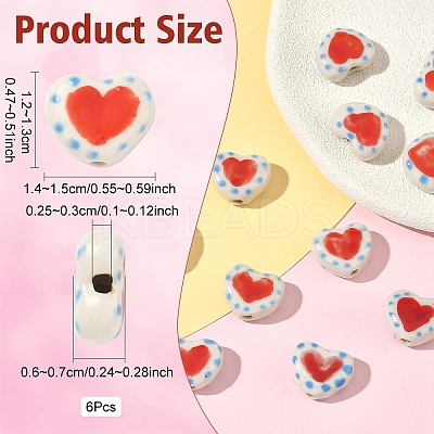 6Pcs Handmade Porcelain Beads PORC-YW0001-47-1