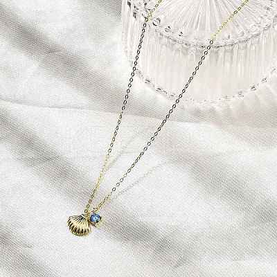 925 Sterling Silver Micro Pave Cubic Zirconia Pendant Necklaces for Women NJEW-V007-01G-1