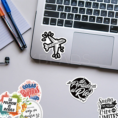 50Pcs Inspirational Spanish Word Paper Stickers Set DIY-C062-03-1