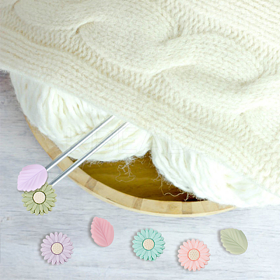 Daisy & Leaf Food Grade Eco-Friendly Silicone Needle Caps DIY-DC0002-23-1