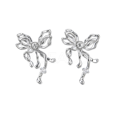 Brass Pave Clear Cubic Zirconia Stud Earring Findings KK-N232-438P-B-1