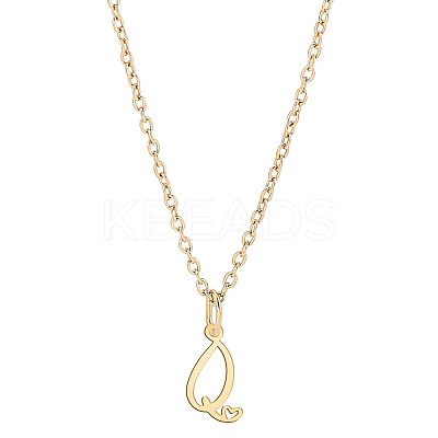 1pc 304 Stainless Steel Letter Pendant Necklaces NJEW-LP0001-39Q-G-1