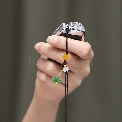 6Pcs 6 Colors Cell Phone Strap Imitation Jade Lotus Seed Pod Pendant HJEW-OC0001-28-1
