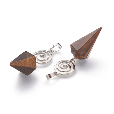 Natural Tiger Eye Pendants G-O194-16-1