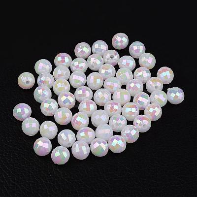 Faceted Colorful Eco-Friendly Poly Styrene Acrylic Round Beads SACR-K001-8mm-78-1