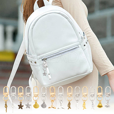 28Pcs 14 Styles Alloy Zipper Puller HJEW-OC00060-1