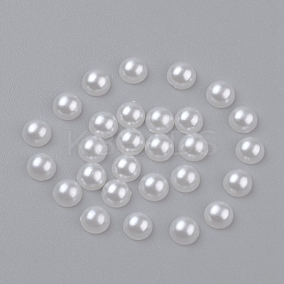 5MM Creamy White Dome Half Round Acrylic Imitated Pearl Cabochons Fit Phone Decoration X-OACR-H001-4-1