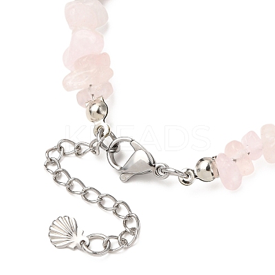 Natural Rose Quartz Chip Beads & Synthetic Turquoise Beaded Bracelets for Women BJEW-JB12416-02-1