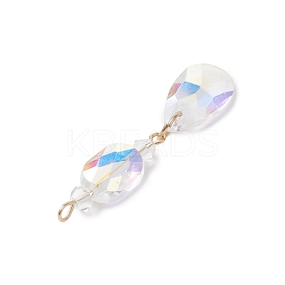 3Pcs Glass with 304 Stainless Steel Pendants PALLOY-JF04729-1