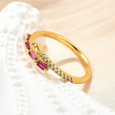 Brass Micro Pave Cubic Zirconia Cuff Rings for Women RJEW-H247-03G-1