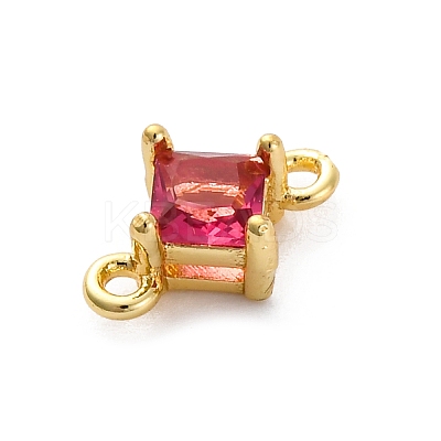 Brass Cubic Zirconia Rhombus Connector Charms KK-F894-12G-1